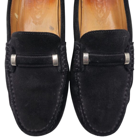 Tods Italy Womens Size 8 Black Suede Leather Dress Shoes Flats Loafers Slip-ons - Picture 8 of 8